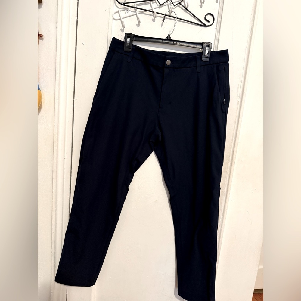 Lululemon Commission Pants Mens (33) Navy Blue Slim Warpstreme Stretch